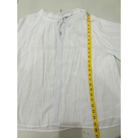 Counterparts Womens White Peasant Top XL Boho Gauzy Eyelet Trim Beachy Coastal - Picture 7 of 9